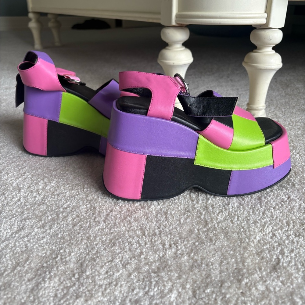 Dolls Kill Current Mood Colorful Platform Sandals
